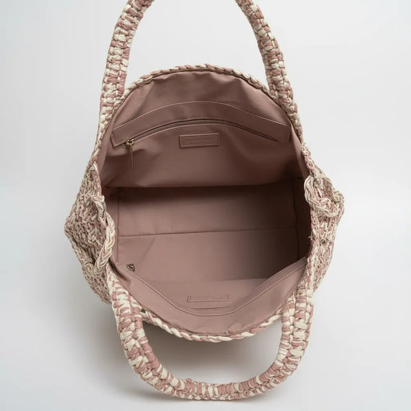 La Sorpriende - Borsa firmata Gyoiamea a paglia cordino ricamato shopping bag rotonda tonda cerchio
