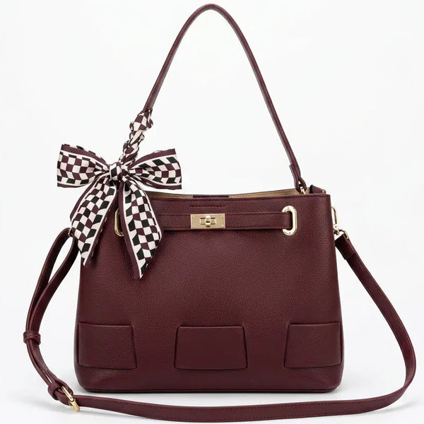 Foulardina - Borsa secchio con foulard Donna Modello Hobo Casual con Dettagli Dorati trapezoidale