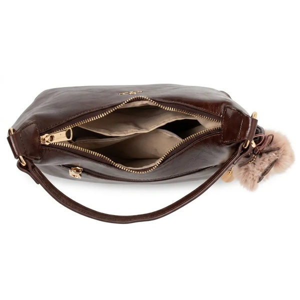 Valentini Gino - Borsa spalla nuova Donna mezzaluna con pupazzo e tracolla piccola passeggio