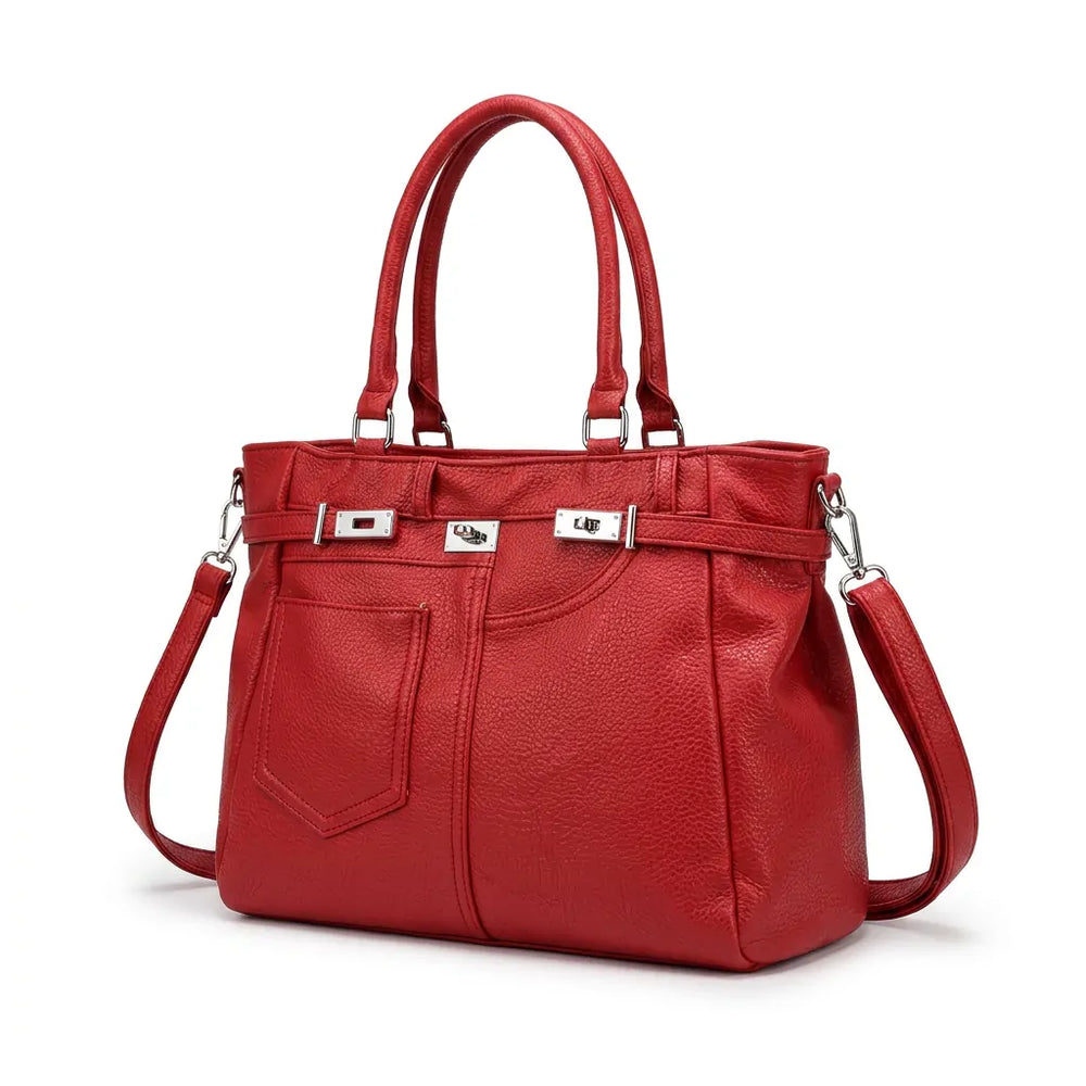 La Ruscel - borsa Biker in simil pelle a spalla con tasca frontale