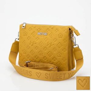 Sweet Years - Borsa multitasche firmata capiente giornaliera elegante 3 zip 2026 simil pelle pressata logata logo 3d