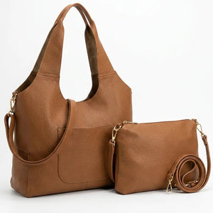 La Duo - borsa 2in1 con borsetta in simil pelle a sacco morbida capiente casual