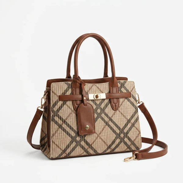 Dudlin - Borsa Donna bauletto borsetta bag Casual rigido simil pelle fantasia tartan scozzese