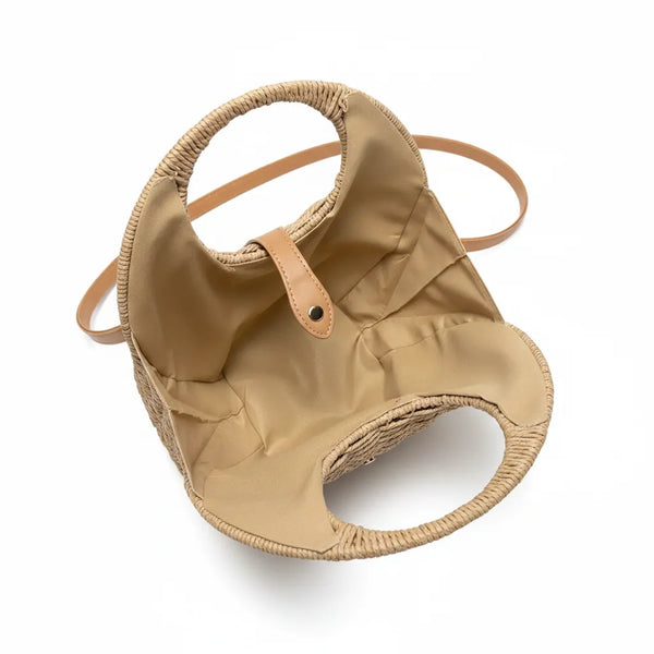La Maldivas - Borsa Bauletto Donna In Paglia Rigida con Tracolla Borsetta Estiva a Mano