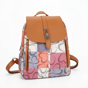 Zaino donna firmato platta vintage Baci & Abbracci multitasche fantasia logo impermeabile zip zainetto