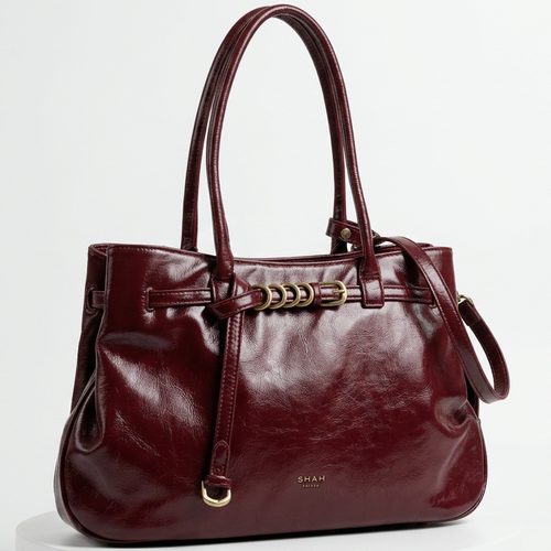 PHARD - Borsa a Spalla Donna simil Pelle lucida Morbida Borsa shopping Grande cinghia