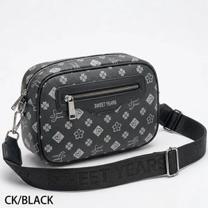 Sweet Years - Borsa firmatazip cerniere logata tracolla donna logo zip tracolla fantasia multi tasche