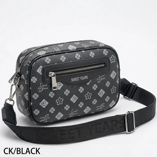 Sweet Years - Borsa firmatazip cerniere logata tracolla donna logo zip tracolla fantasia multi tasche