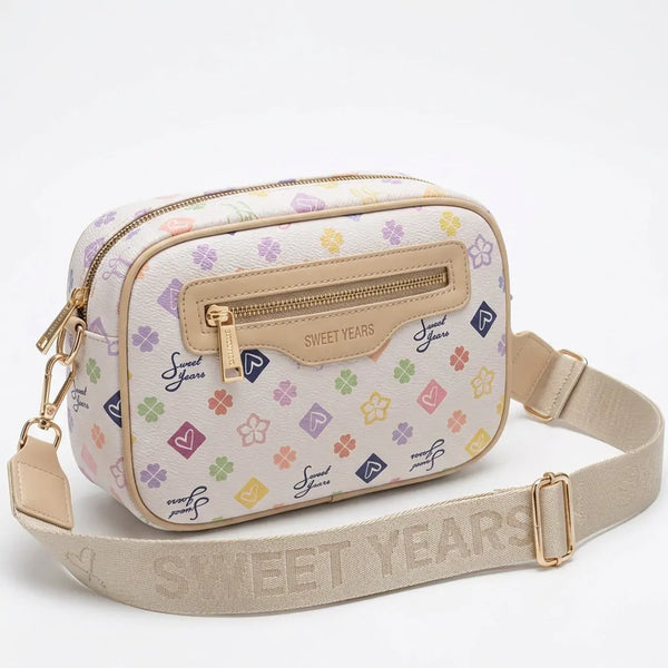 Sweet Years - Borsa firmatazip cerniere logata tracolla donna logo zip tracolla fantasia multi tasche