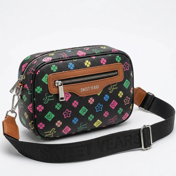 Sweet Years - Borsa firmatazip cerniere logata tracolla donna logo zip tracolla fantasia multi tasche