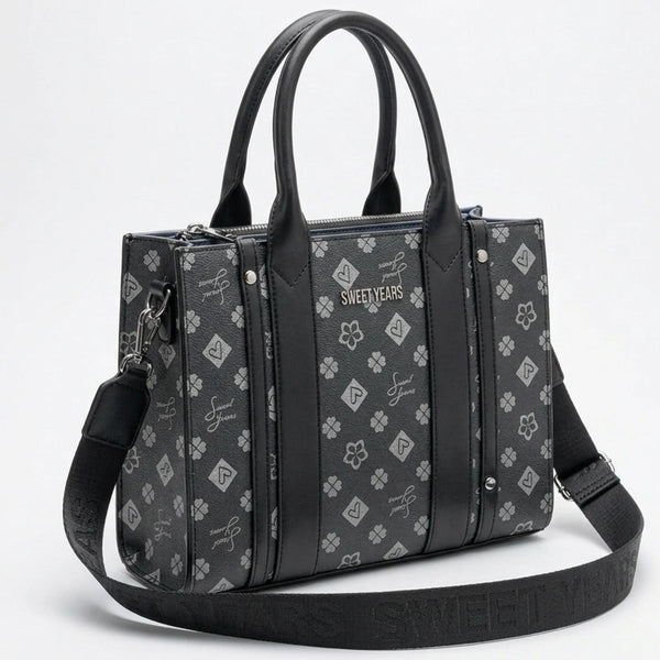 Sweet Years - Borsa firmata donna spalla a tracolla simil pelle nuova fantasia logo tote bag logata