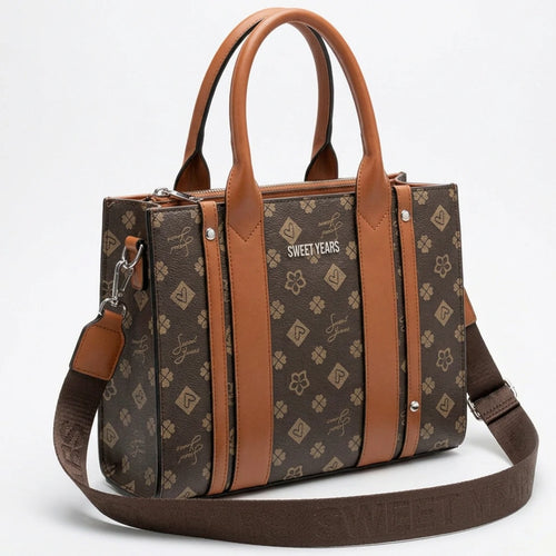 Sweet Years - Borsa firmata donna spalla a tracolla simil pelle nuova fantasia logo tote bag logata