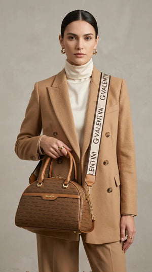 Valentini Gino - Borsa Donna grande tote bag Casual fantasia logata logo bauletto rigido