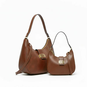 CHARRO - Borsa spalla mezzaluna + borsetta OMAGGIO simil pelle hobo capiente monomanico