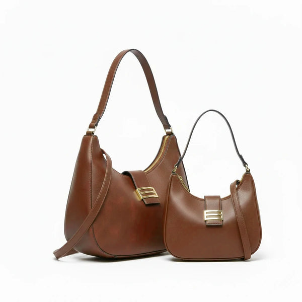 CHARRO - Borsa spalla mezzaluna + borsetta OMAGGIO simil pelle hobo capiente monomanico