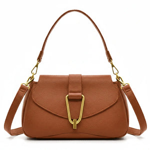 YYcoveri Borsa firmata a mano e tracolla 2 in 1 –_ mezzaluna con chiusura dorata simil pelle martellata