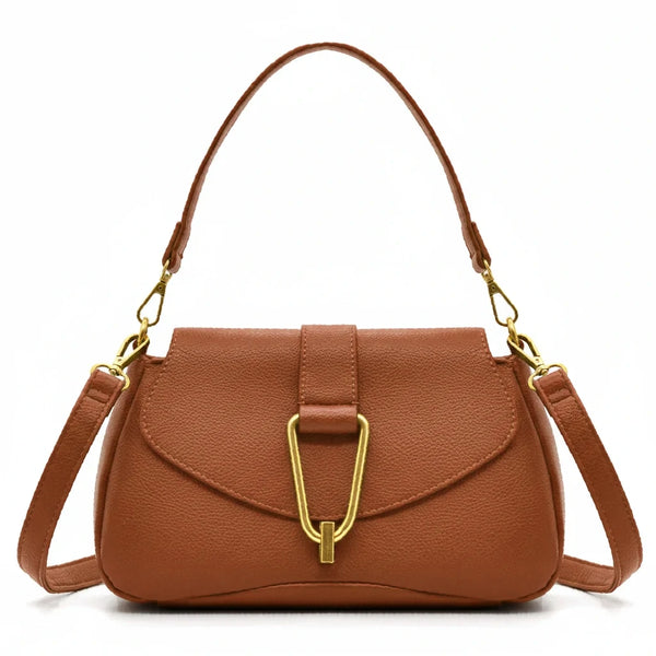 YYcoveri Borsa firmata a mano e tracolla 2 in 1 –_ mezzaluna con chiusura dorata simil pelle martellata