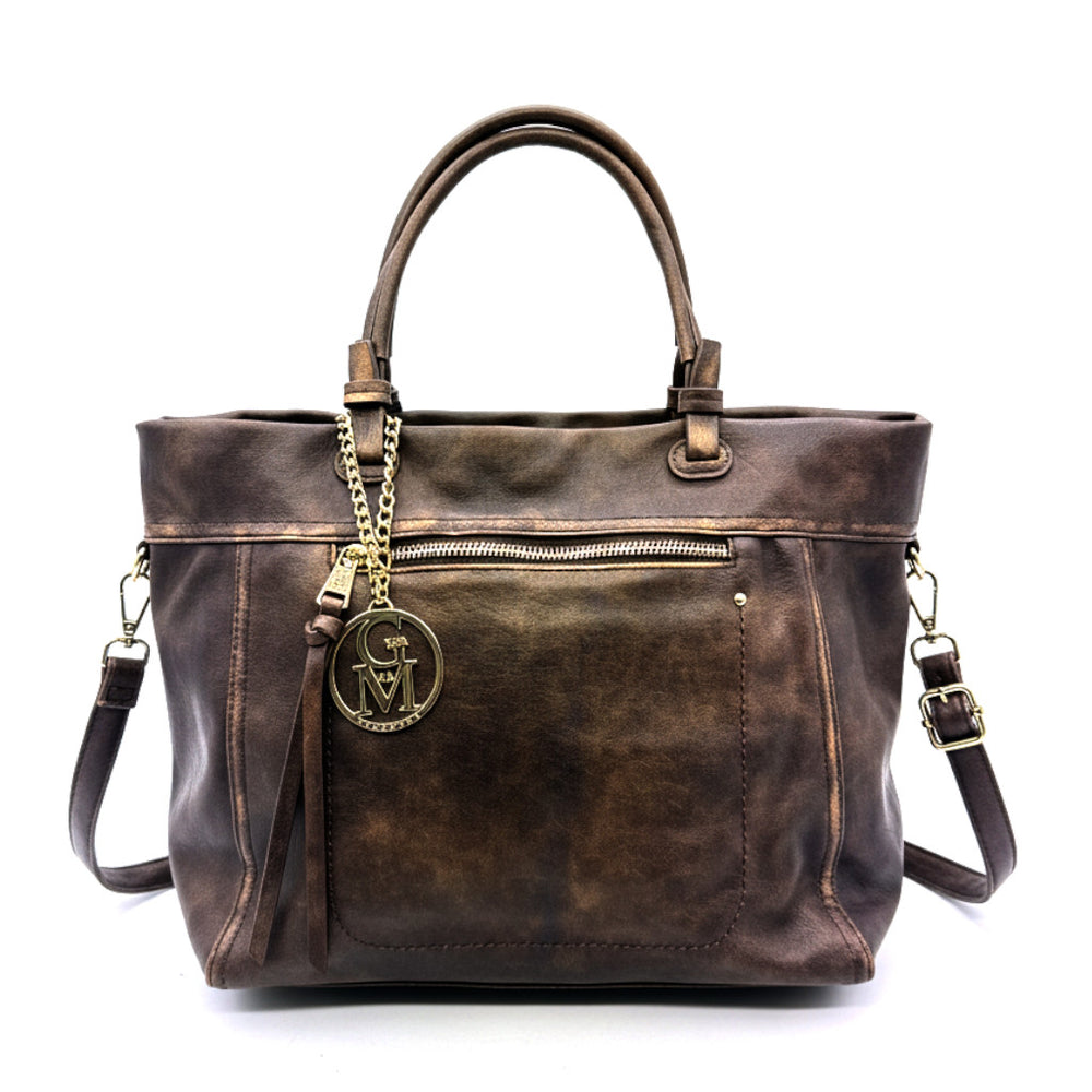 L'Arragia - Borsa shopping firmata GYOIAMEA a mano tracolla casual simil pelle venata