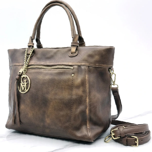 L'Arragia - Borsa shopping firmata GYOIAMEA a mano tracolla casual simil pelle venata