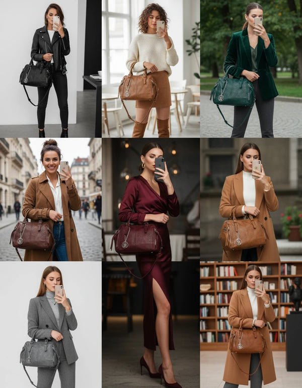 L'ARRACINA - Borsa a bauletto  firmata GYOIAMEA a mano tracolla casual simil pelle martellata venata