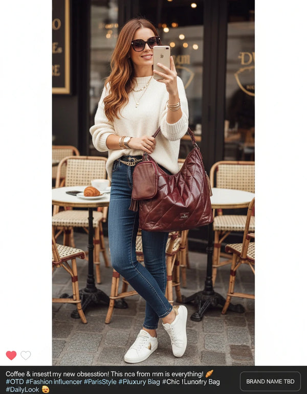 Borsa + OMAGGIO portamonete hobo biker firmato YYCOVERI donna spalla a tracolla simil pelle trapuntata effetto lucido