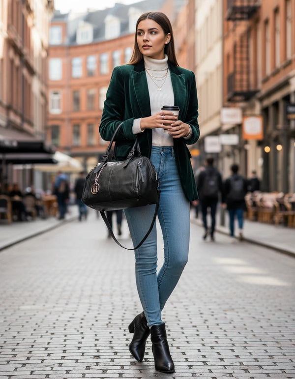 L'ARRACINA - Borsa a bauletto  firmata GYOIAMEA a mano tracolla casual simil pelle martellata venata