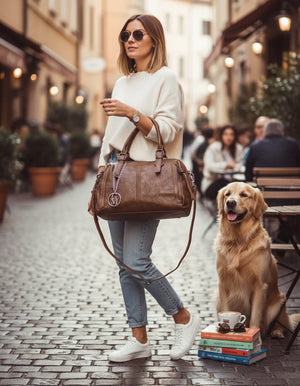 L'ARRACINA - Borsa a bauletto  firmata GYOIAMEA a mano tracolla casual simil pelle martellata venata