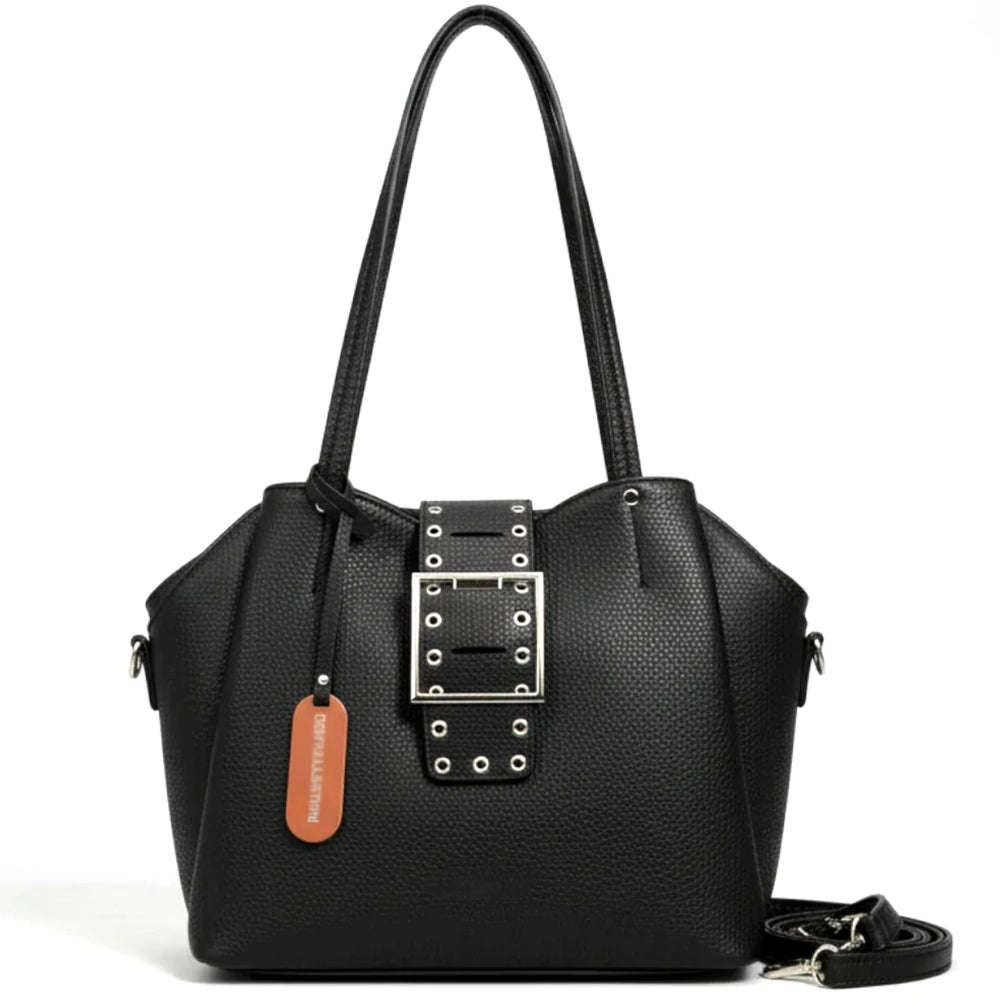 Borsa shopping a spalla grande vintage cinghia tracolla casual simil pelle venata monomanico