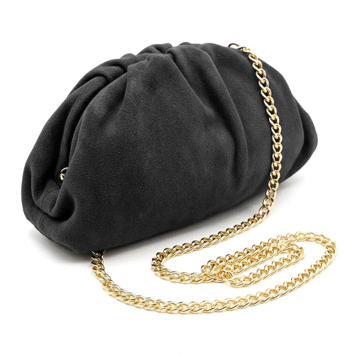 La Nuvola scamosciata  - Borsa in Vera Pelle Italiana a Arricciata firmata GYOIAMEA Pouch Bag Clutch chiusura a scatto