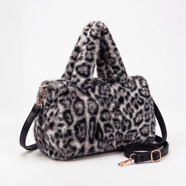 Bauletto leopardato in pelliccia sintetica NG-1112-1, vista dettaglio 2