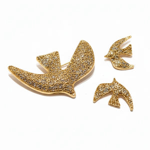 Set 3 Spille Donna colombe  — Spilla Rondine "Libertà" in Acciaio con Micro-Pavé Brillante