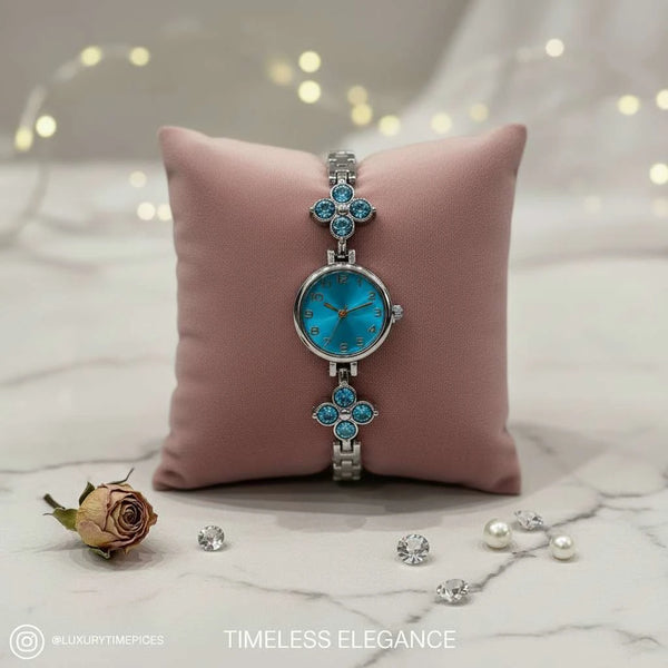 Orologio Gioiello "Ninfea" Gold con Motivi Floreali e Cristalli