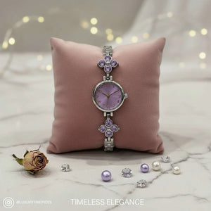 Orologio Gioiello "Ninfea" Gold con Motivi Floreali e Cristalli