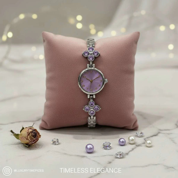 Orologio Gioiello "Ninfea" Gold con Motivi Floreali e Cristalli