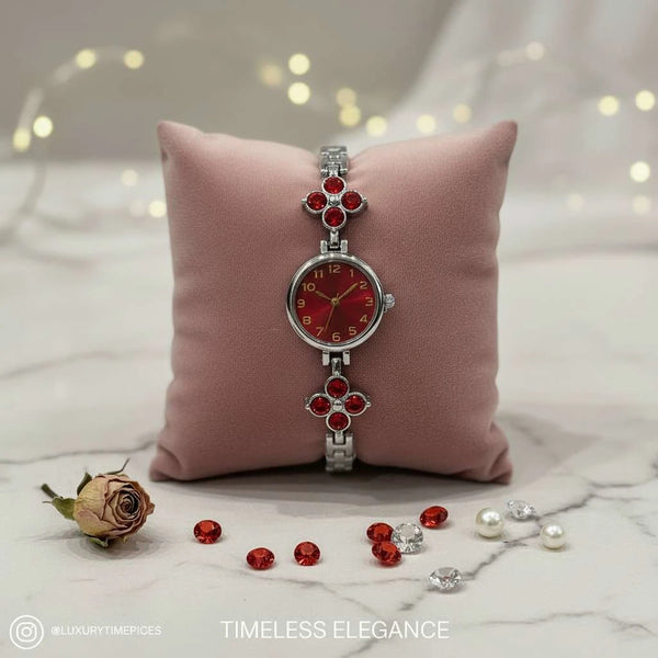 Orologio Gioiello "Ninfea" Gold con Motivi Floreali e Cristalli