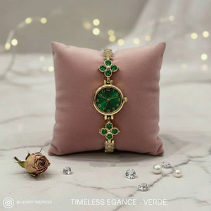 Orologio Gioiello "Ninfea" Gold con Motivi Floreali e Cristalli