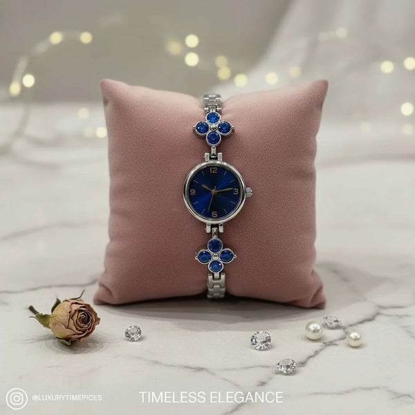 Orologio Gioiello "Ninfea" Gold con Motivi Floreali e Cristalli