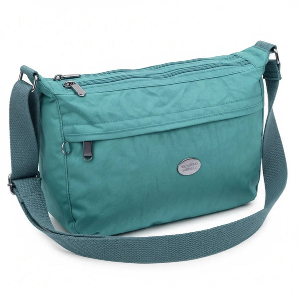 Nazareno Gabrielli - Borsa 4 tasche zip mezzaluna Tracolla Donna in Nylon Multitasche Impermeabile e Leggera