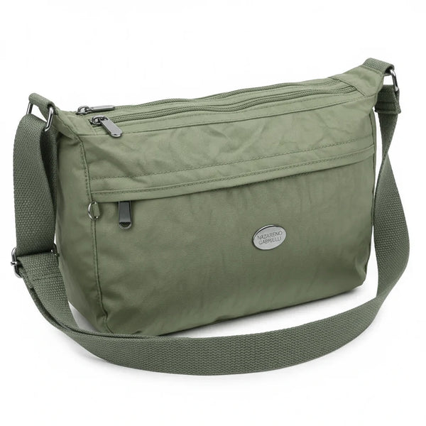 Nazareno Gabrielli - Borsa 4 tasche zip mezzaluna Tracolla Donna in Nylon Multitasche Impermeabile e Leggera