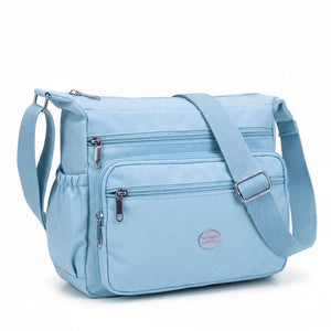 Nazareno Gabrielli - Borsa 5 tasche zip Tracolla Donna in Nylon Multitasche Impermeabile e Leggera