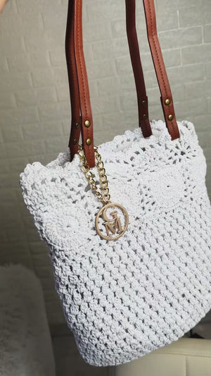 La Caliente - Borsa firmata Gyoiamea a paglia cordino ricamato shopping bag