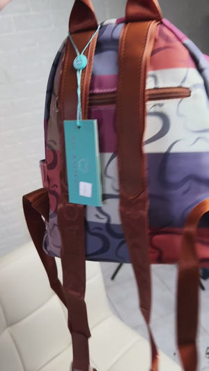 Zaino donna firmato Baci & Abbracci multitasche fantasia logo impermeabile zip zainetto