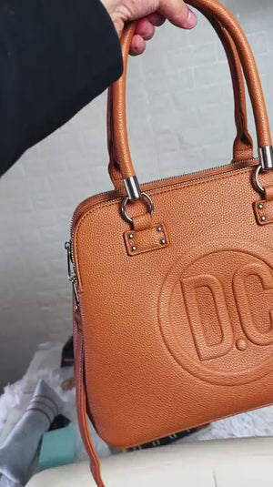 D. CRISTINA - Borsa donna 3 tasche zip tote bag bauletto capiente con tracolla logo 3D