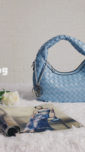 Borsetta firmata Gyoiamea "La Rosa Bag" borsa intrecciata simil pelle tracolla elegante mano