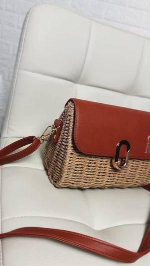 La Figghitta - Borsa Bauletto Donna In Paglia Rigida con Tracolla Borsetta Estiva a Mano tracolla