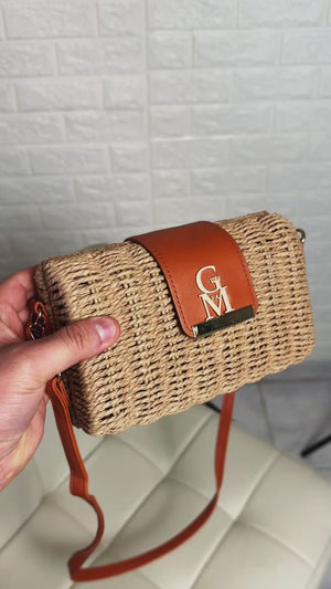 La Foyu - Borsa Bauletto Donna In Paglia Rigida con Tracolla Borsetta Estiva a Mano tracolla (Copia)