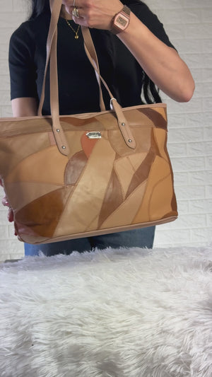 Borsa firmata COVERI ACTIVE in vera pelle shopping multicolore grande spalla