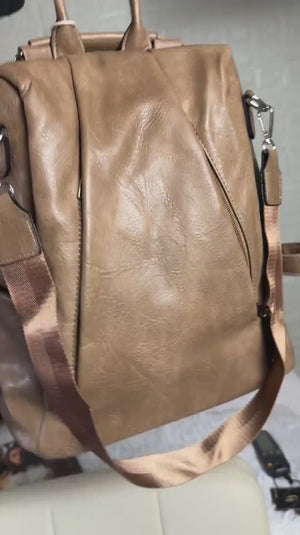 DUDLIN - borsa zaino 2in1 eco pelle venata TRASFORMABILE donna cuoio casual passeggio
