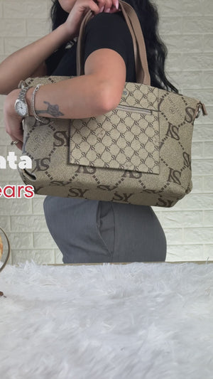 Borsa firmata Sweet Years in simil pelle pregiata tote shopping con tracolla e spalla