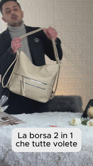 La Xenia - borsa a sacco zaino trasformabile 2in1 hobo capiente
